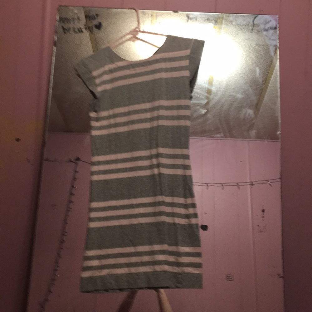 Grey and pink stripped dress